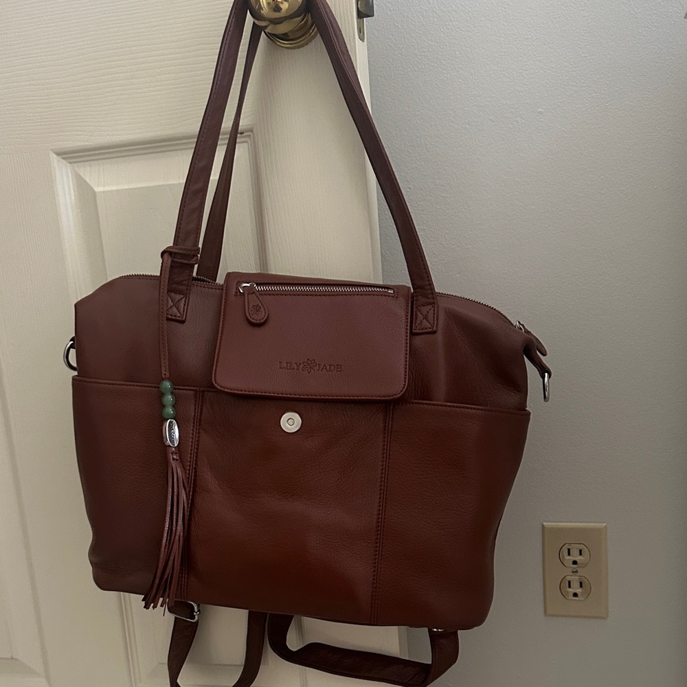 Lily Jade Chestnut Leather Kids Accessory Bag